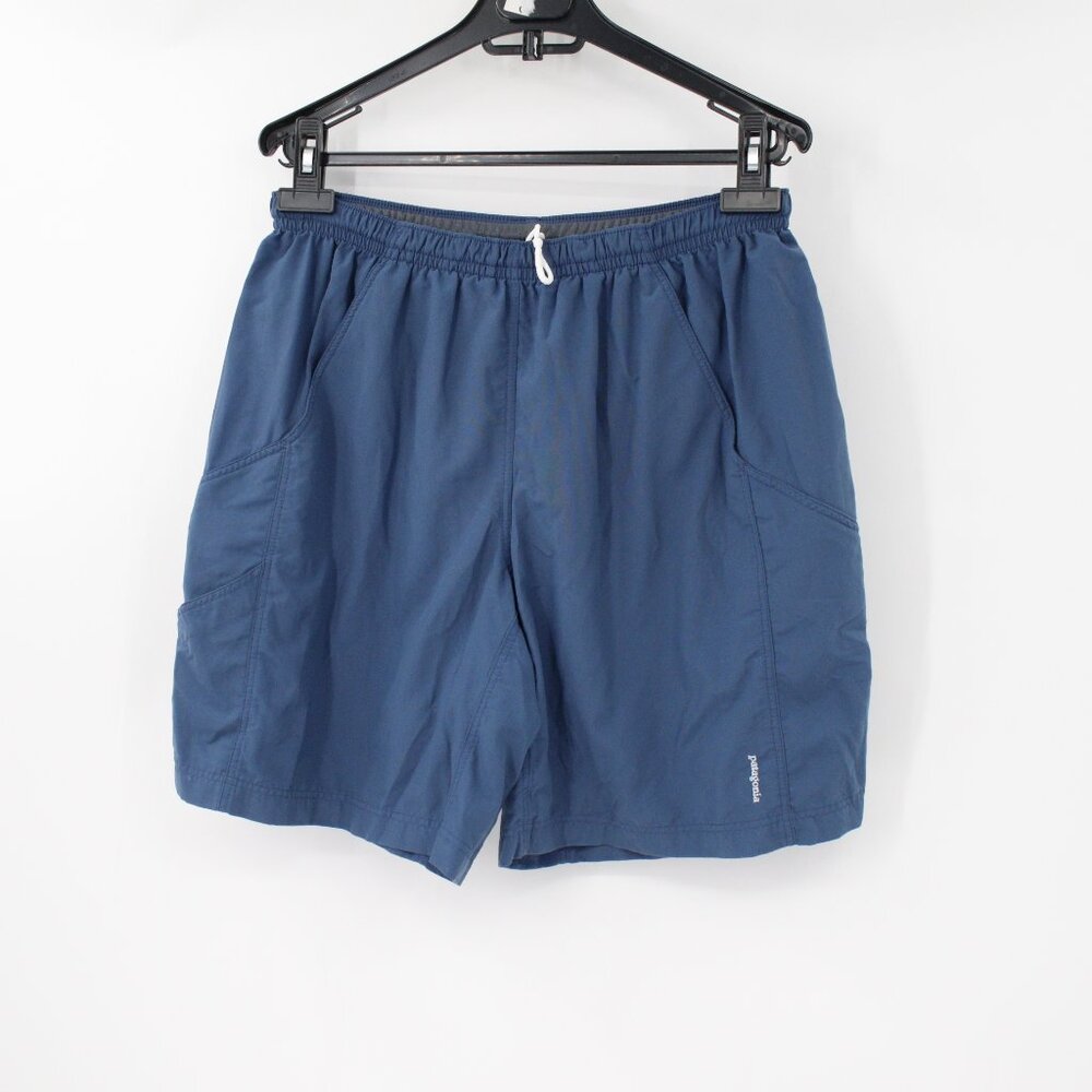 patagonia shorts men's Small 8" blue drawstring lined nylon blend mesh lined